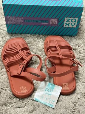 Zaxy Women’s Dark Nude Multi-Strap Buckle Sandals